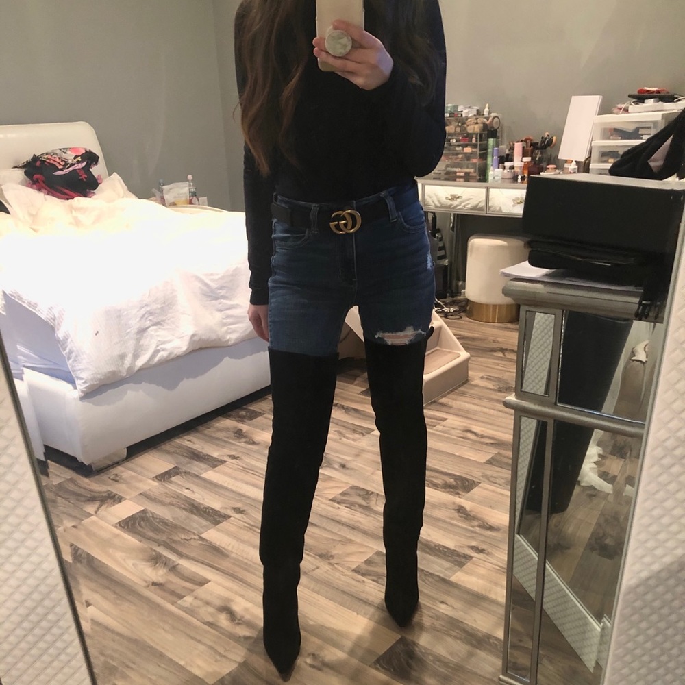 Dolce & Gabbana Black Suede Thigh high Boots